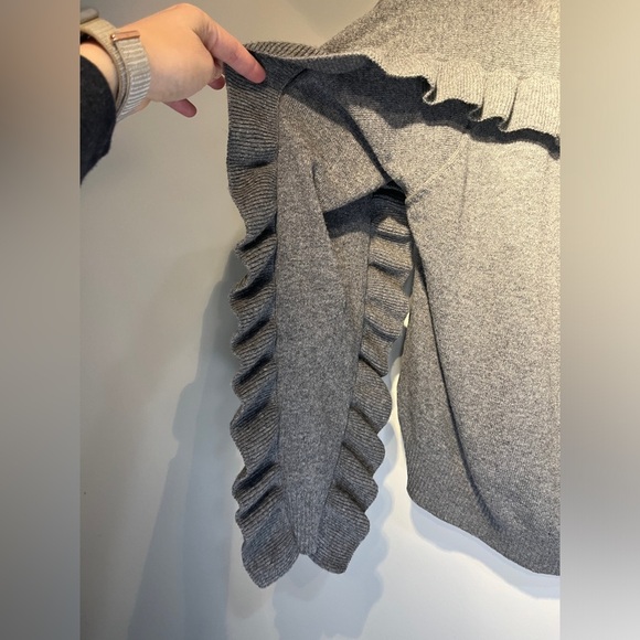 See By Chloé Ruffle Sleeve Virgin Wool Sweater Sz 6 Grey - Picture 8 of 12